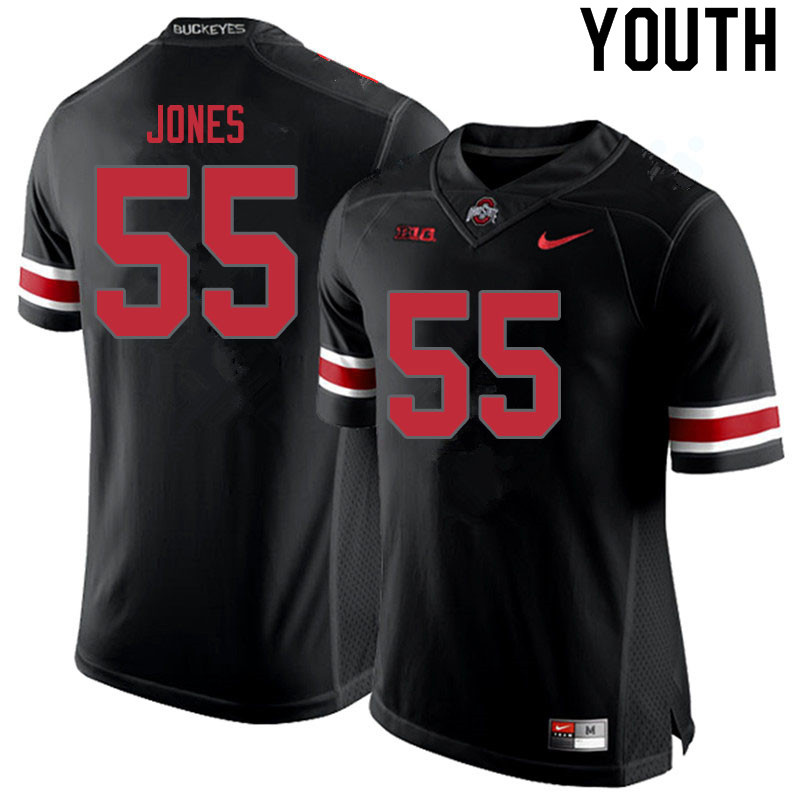 Ohio State Buckeyes Matthew Jones Youth #55 Blackout Authentic Stitched College Football Jersey